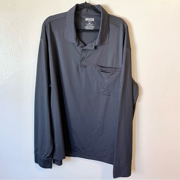 Duluth Trading Co Men’s 3XL Long‎ Sleeve Polo Shirt Relaxed Fit Gray - Picture 1 of 3